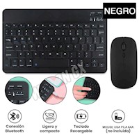 Teclado con Mouse Bluetooth Inalambrico para Pc Tablet Mac iPad Negro